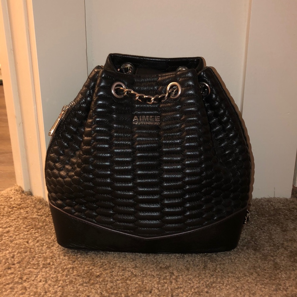 Aimee Kestenberg black leather backpack bag